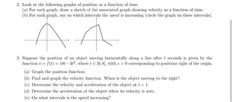 Solved 2. Look at the following graphs of position as a | Chegg.com