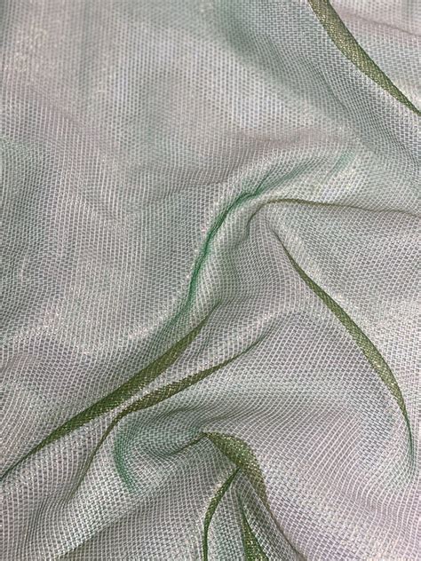 Light Green Silk Metallic Mesh Fabric By The Yard