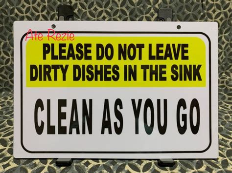 Please Do Not Leave Dirty Dishes In The Sink Clean As You Go PVC Wall Signage 7.8x11 inches ...