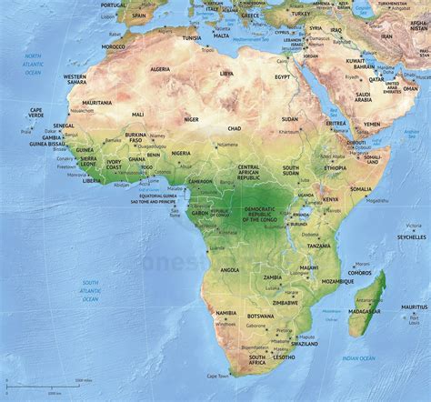 8 vector continent maps with relief | Africa continent, Africa map ...