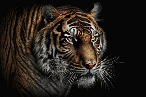 Premium AI Image | Tiger face wild tiger head wallpaper with a black ...