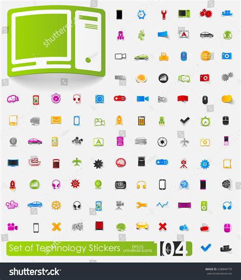 Set Technology Stickers Stock Vector (Royalty Free) 228848770