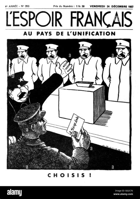 Anti-Bolshevik satirical cartoon against Stalin in the newspaper "L'Espoir français" 1937 France ...