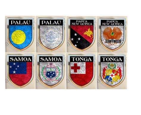 Sticker Palau Papua New Guinea Samoa Tonga Coat of Arms Resin Domed ...