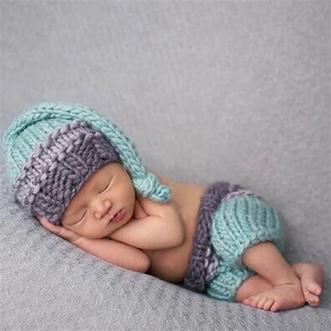 Baby Newborn Photography Props Accessories Knit Pants Hat Set Baby Photo Props Baby New Born ...