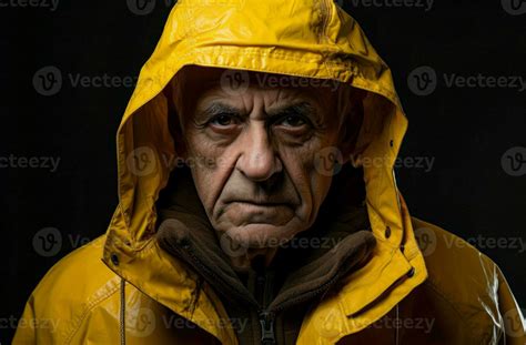 AI generated Elderly Old man yellow jacket. Generate Ai 36167467 Stock Photo at Vecteezy