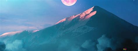 Mountain view [Moon rise ] 4K wallpaper download