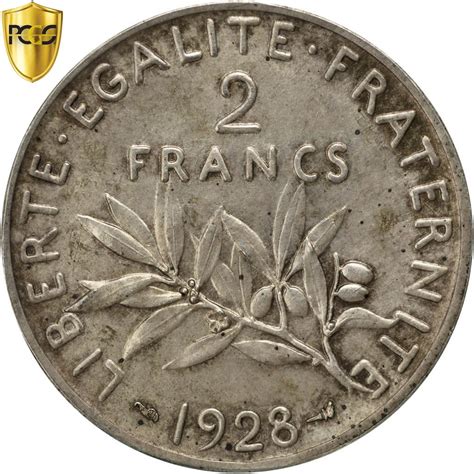 #482207 Monnaie, France, Semeuse, 2 Francs, 1928, Paris, Piéfort, PCGS, SP65, FDC : FDC, 2 ...