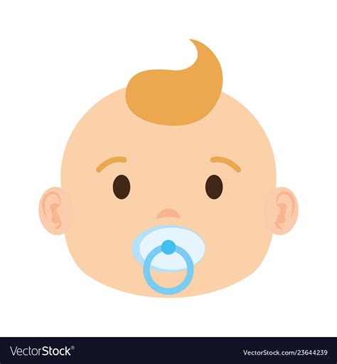 Cute and little boy baby head character Royalty Free Vector