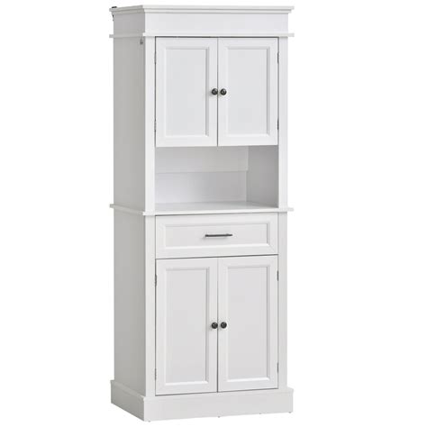 HOMCOM Traditional Freestanding Kitchen Pantry Cabinet Cupboard with Doors and Shelves ...