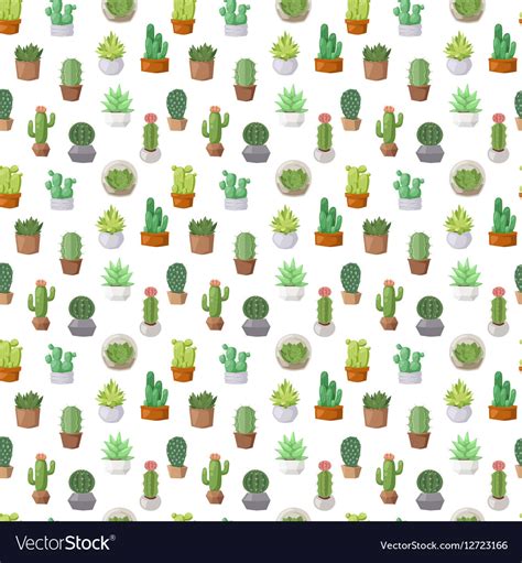 Cactus doodle seamless pattern Royalty Free Vector Image