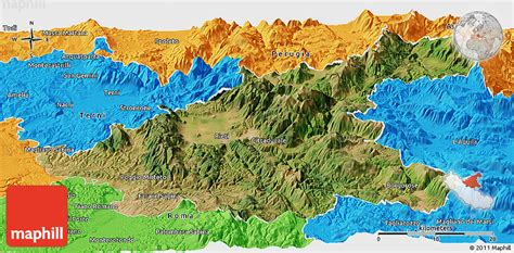 Satellite Panoramic Map of Rieti, political outside