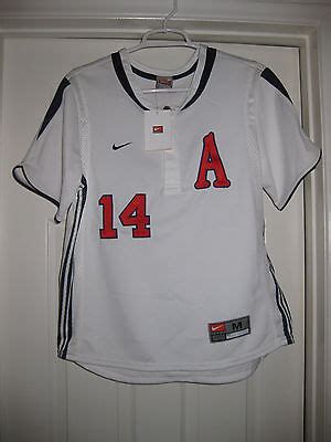 White NIKE Youth MEDIUM 8-10, A's Number 14 Button Top Jersey Blue Trim Baseball | eBay