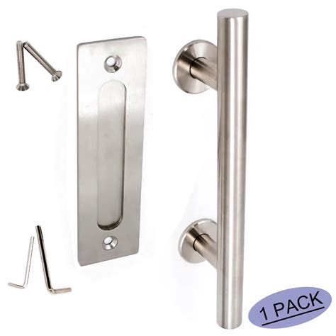 Sliding Barn Door Handles Hardware LS08BSN 7inch Hole Center Brushed Nickel Modern Gate Finger ...