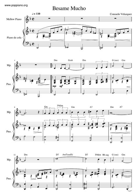 Besame MuchoAll Versions - Sheet Music / Piano Score Free PDF Download - HK Pop Piano Academy ★