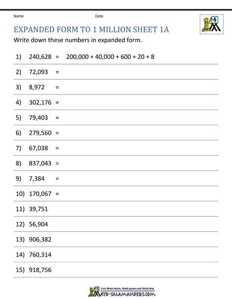 Expanding Numbers Worksheet 2nd Grade