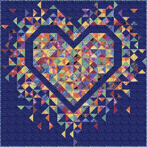 Slice of Pi Quilts: Exploding Heart Quilt in Parakeet