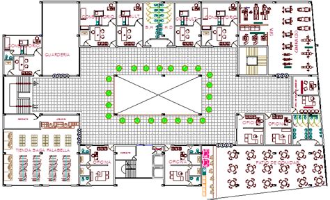 First floor layout plan details of multi-flooring hotel dwg file - Cadbull