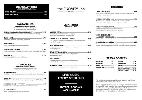 Drovers Inn Menu - The Drovers Inn Loch Lomond