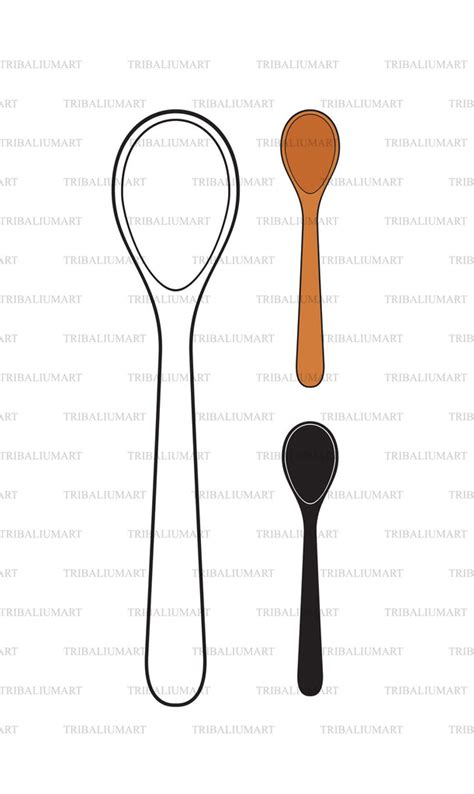 Wooden spoon. Cut files for Cricut. Clip Art silhouettes (eps, svg, pdf, png, dxf, jpeg). - So ...