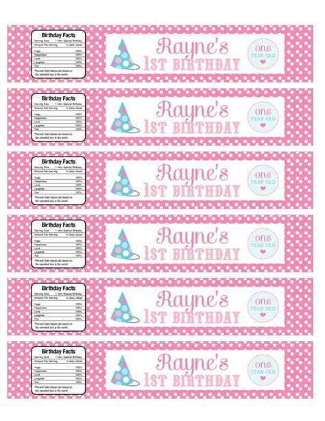 Items similar to Baby Girl Water Bottle Label - DIY download PDF template - matches "Year of ...