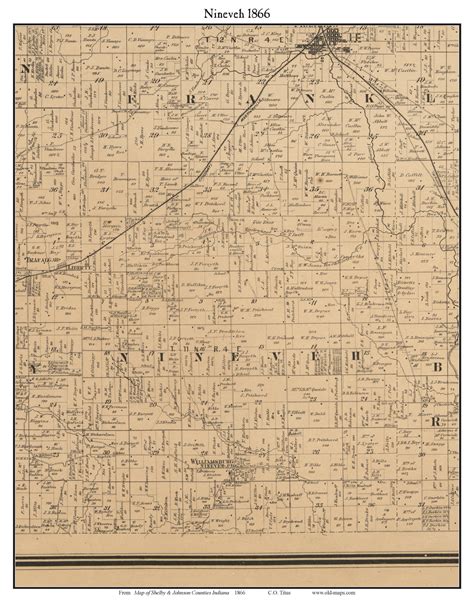 Nineveh, Indiana 1866 Old Town Map Custom Print - Johnson Co. - OLD MAPS