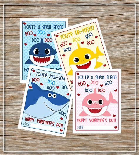 INSTANT DOWNLOAD Baby Shark Valentine Cards set of 4 | Etsy