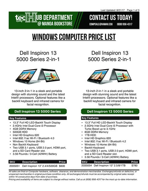 Computer Repair Price List Template