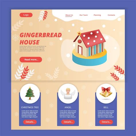 Premium Vector | Gingerbread house flat landing page website template ...