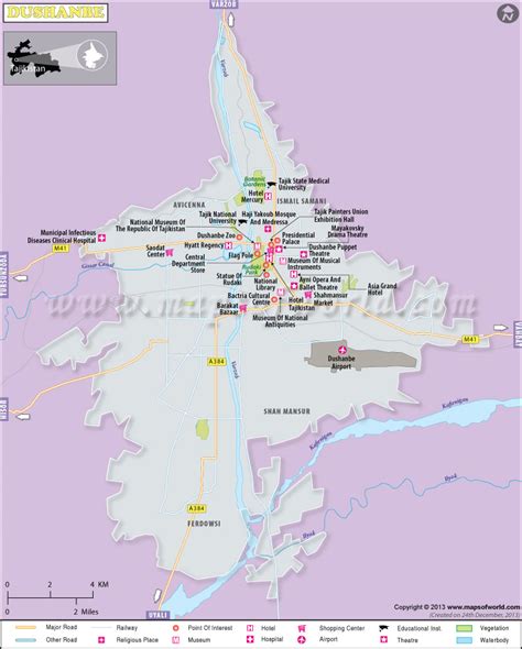 Dushanbe Map | Map of Dushanbe City, Tajikistan