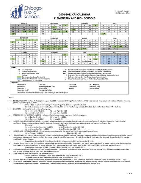 Chicago Public Schools Calendar 2021 22 | Calendar Page