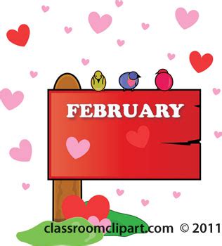 Calendar Clipart - february-month-sign-with-hearts - Classroom Clipart