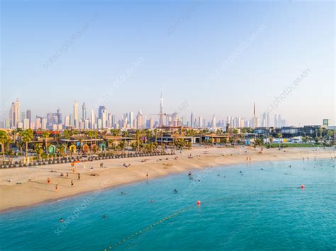 Aerial view of a luxury beach, Dubai, UAE - Stock Image - F039/0590 - Science Photo Library