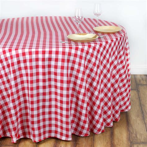 Buy Buffalo Plaid Tablecloth | 108" Round | White/Red | Checkered Gingham Polyester Tablecloth ...