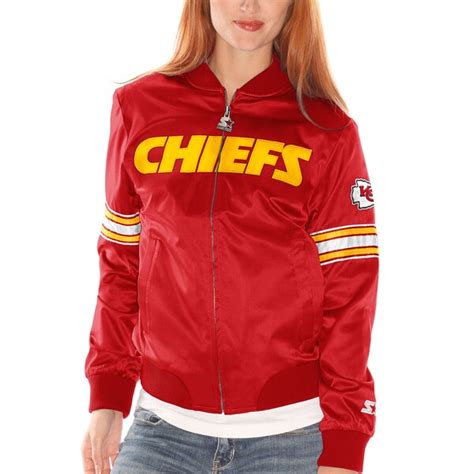 Kansas City Chiefs Womens Starter Blitz Satin Jacket - Red