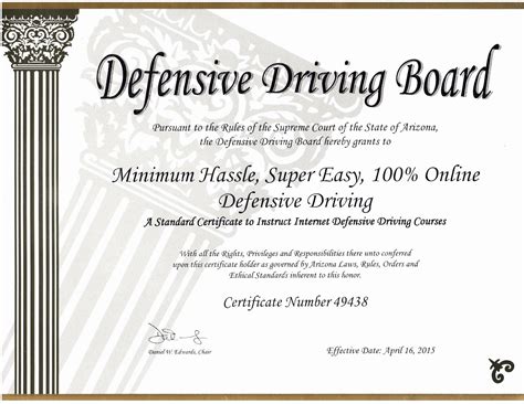 √ 20 Defensive Driving Certificate Template ™ | Dannybarrantes Template