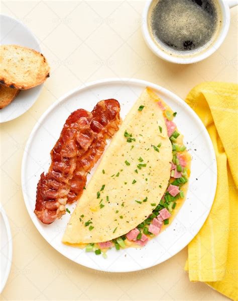 Stuffed Omelette And Cup Of Coffee - Stock Photos | Motion Array