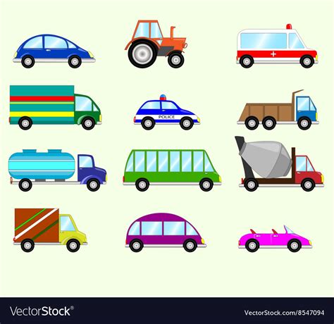 Different types vehicles Royalty Free Vector Image