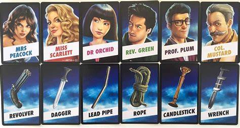 Clue Board Game Replacement Card Set All (21) Cards Weapons Suspects Rooms/Locations ...