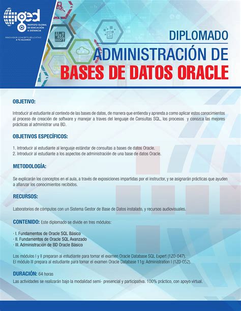 Diplomado Administración de base de datos oracle – Cámara TIC