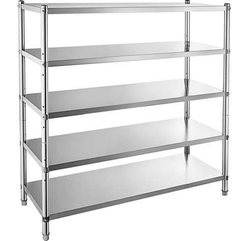 VEVOR Stainless Steel Shelving 60x18.5 inch 5 Tier Adjustable Shelf Storage Unit Stainless Steel ...