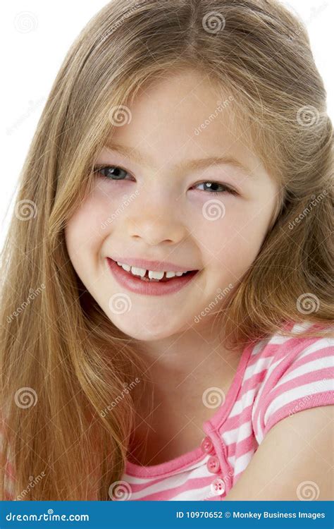 Studio Portrait of Smiling Girl Stock Photo - Image of pretty, white: 10970652