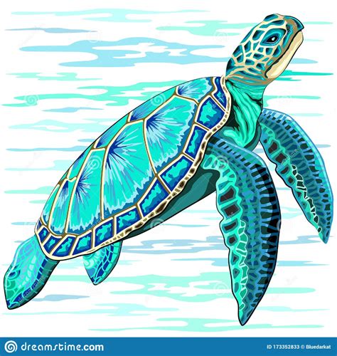 Sea turtle turquoise oceanlife vector art stock vector illustration of ...