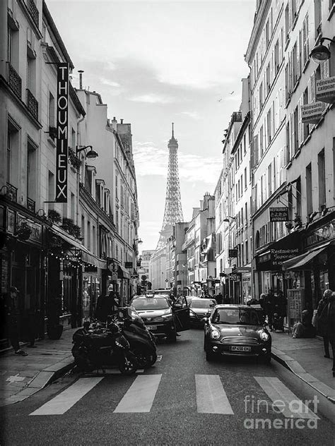 Paris Black and White Street Art, Paris Black White Eiffel Tower Neighborhood Street Scenes by ...