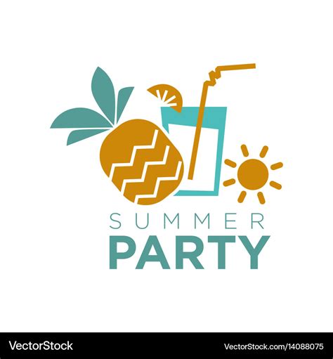 Summer party graphic logo emblem isolated on white