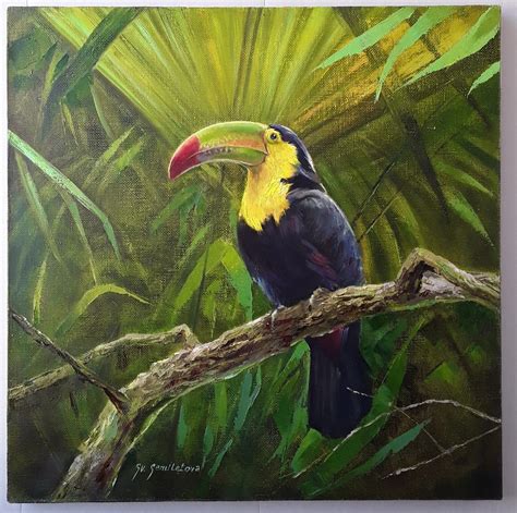 Toucan Tropical Birds Original Art Animal Oil painting | Etsy