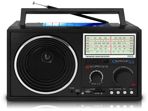 Technical Pro Portable Handheld Rechargeable Shortwave AM FM Dial Radio Speaker With USB SD ...