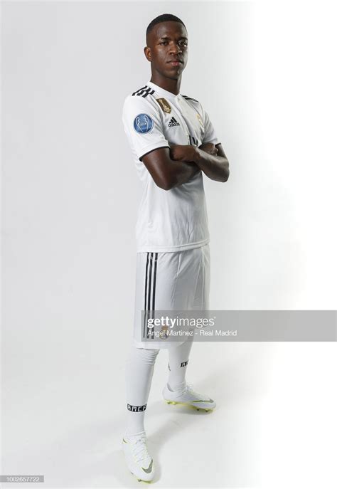 Vinicius Jr of Real Madrid poses during his official presentation at ...