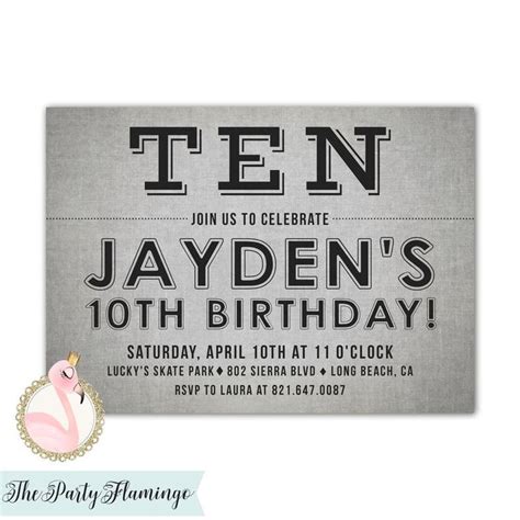 10th Birthday Invitation 10th Birthday Invite Boy Printable | Etsy ...