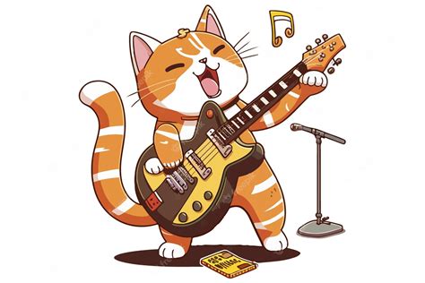 Premium Vector | Cat playing guitar vector illustration